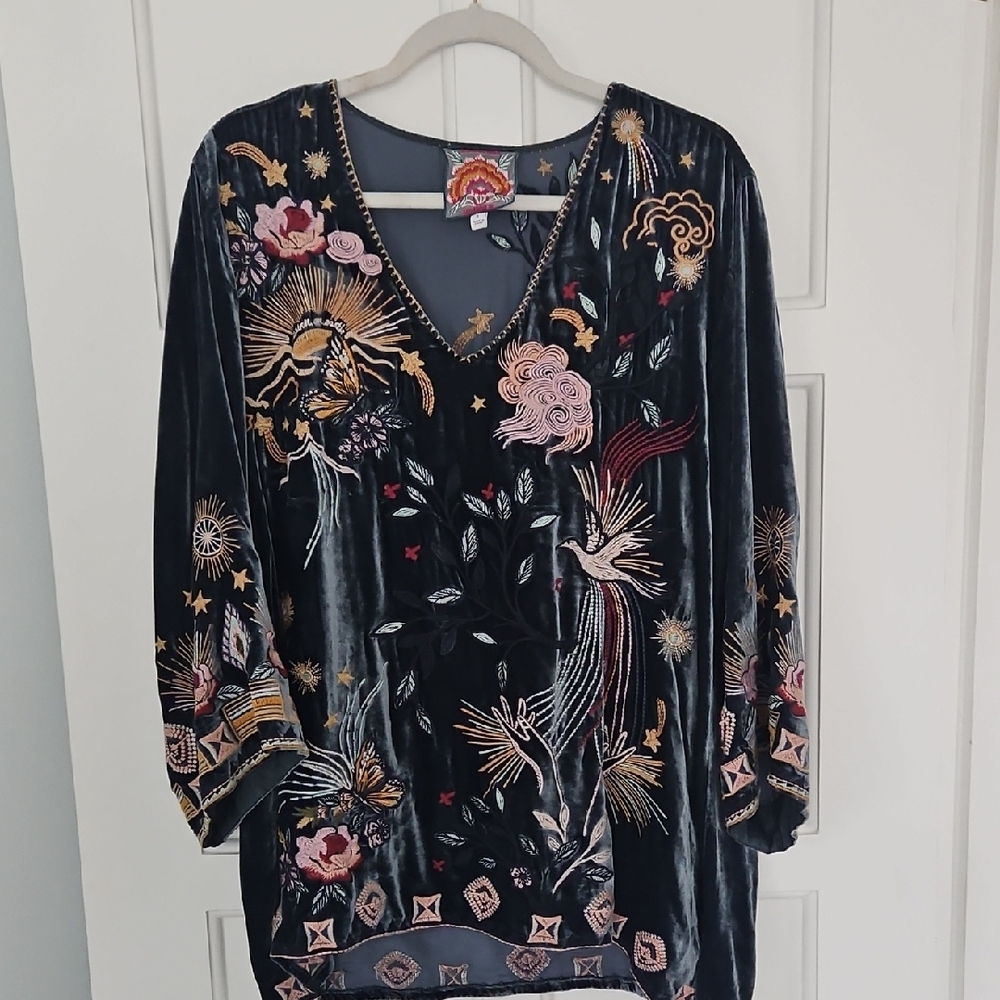 Johnny Was Embroidered Floral Patch in Pink, Yellow and Blues
